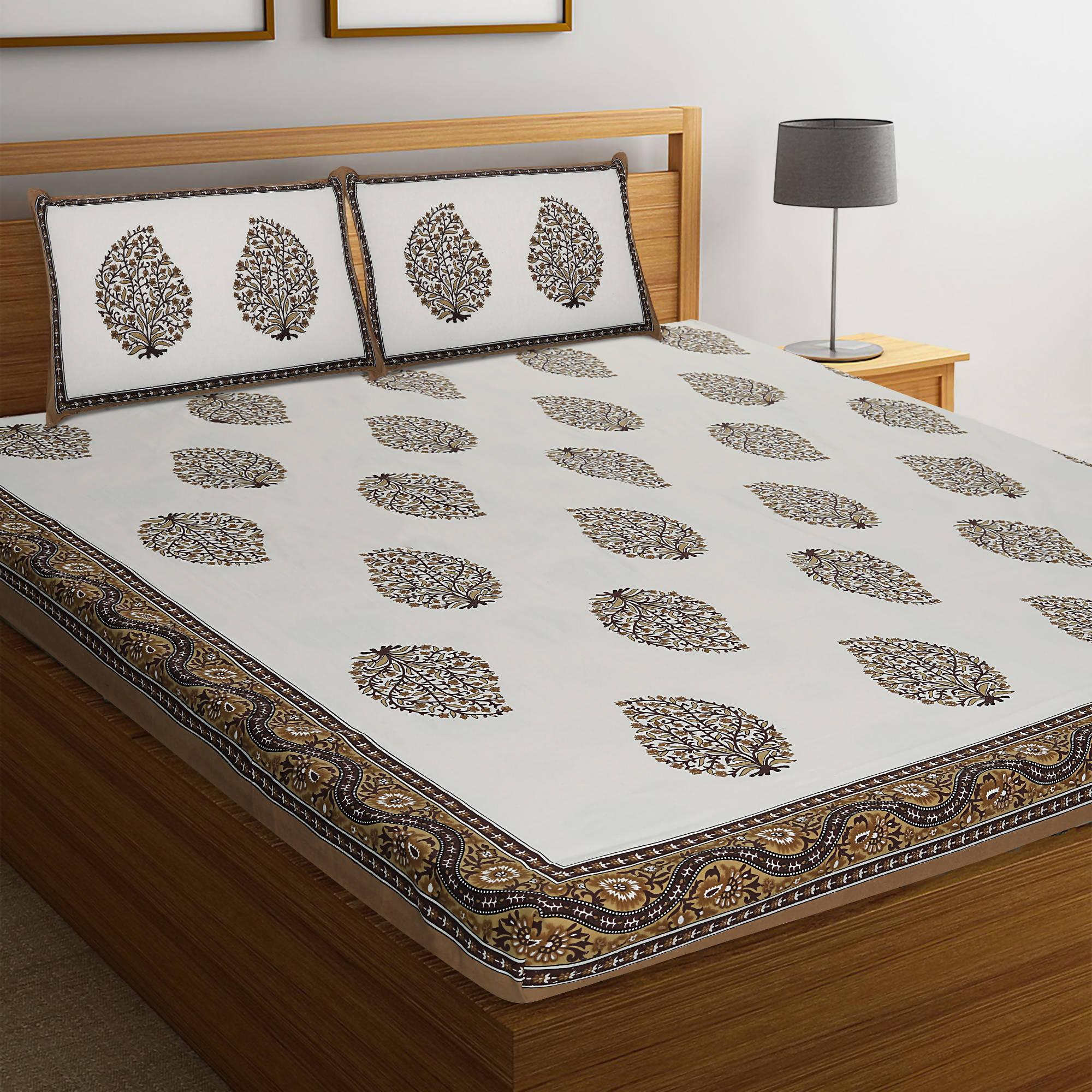 Fabrahome Rajasthani Jaipuri Pretty Cotton Block Print bed sheets - WoodenTwist