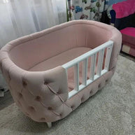 Wooden Handmade Baby Cot Sleepy Curves Cradle (Beige) - WoodenTwist