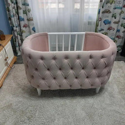 Wooden Handmade Baby Cot Sleepy Curves Cradle (Beige) - WoodenTwist