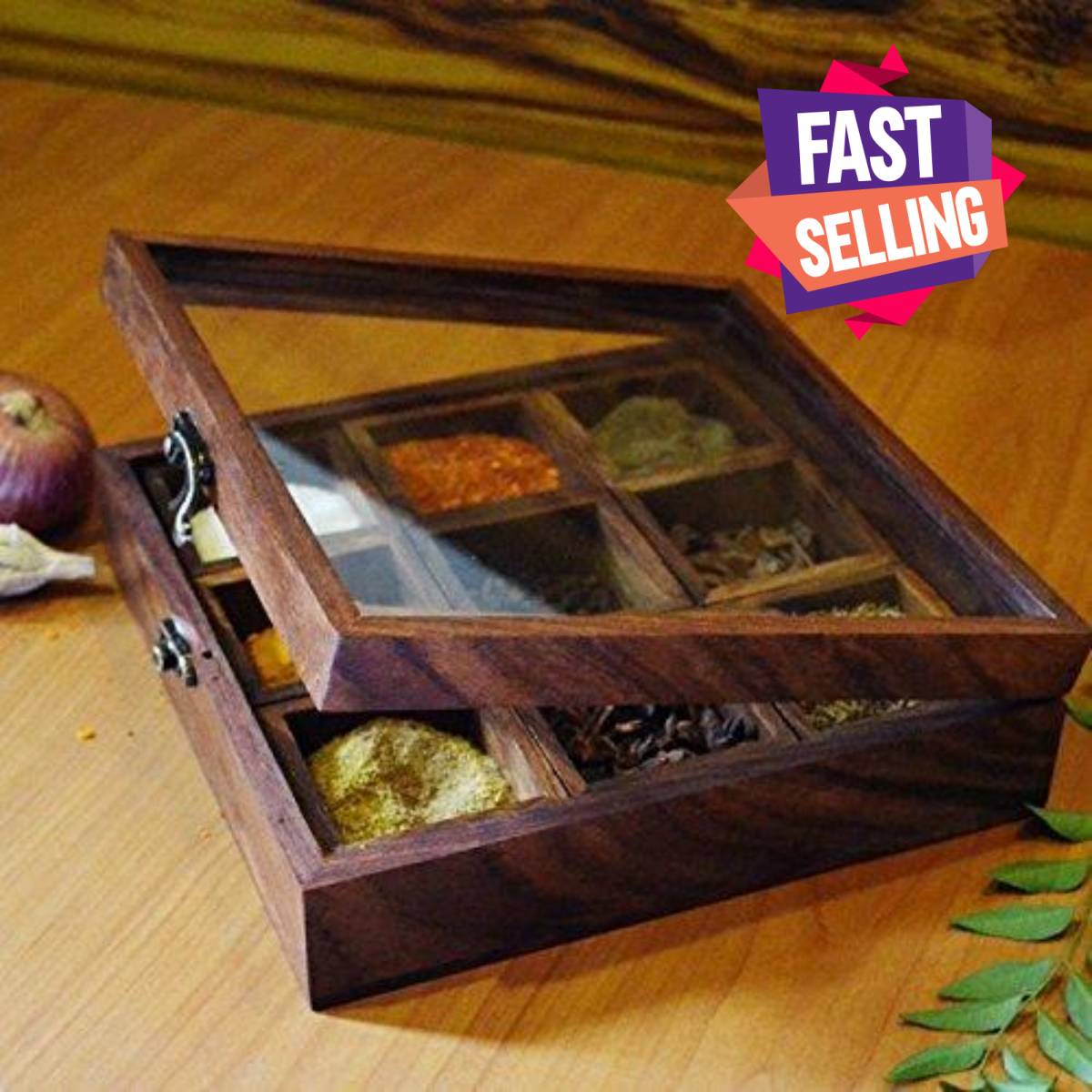 wooden spice box