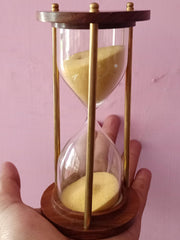 5 Minutes Brass And Wood Sand Timer Hourglass - WoodenTwist