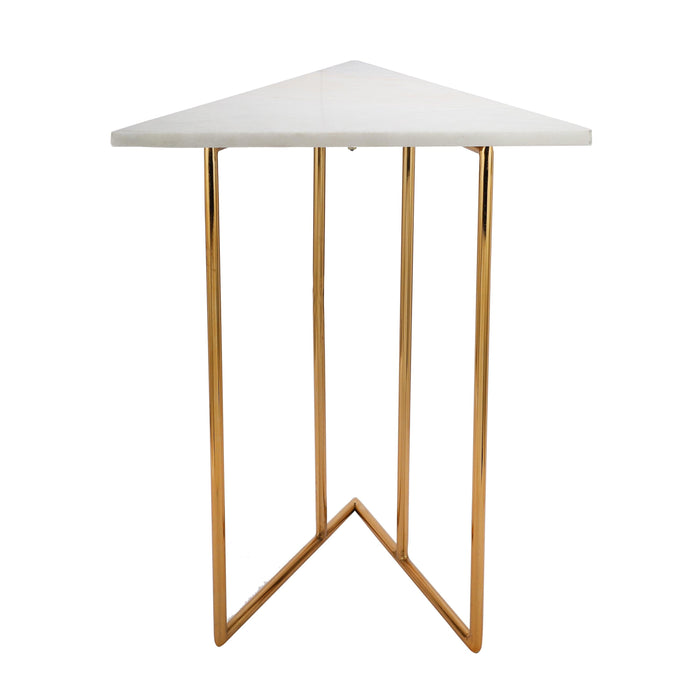 Marbled Steel Triangle Nesting Table shiny Gold Finish (Small) - WoodenTwist