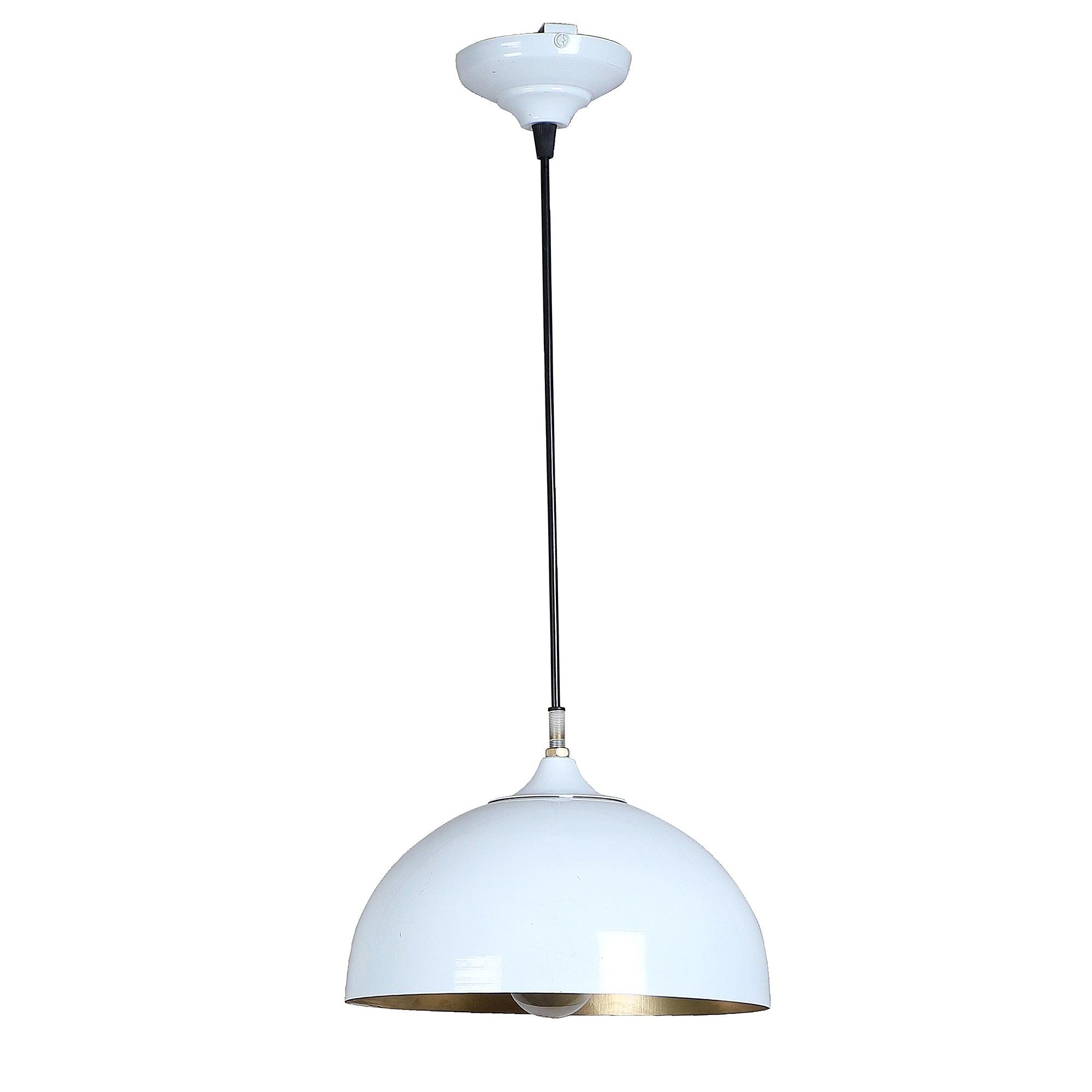 Hanging White & Gold Single Lamp - WoodenTwist