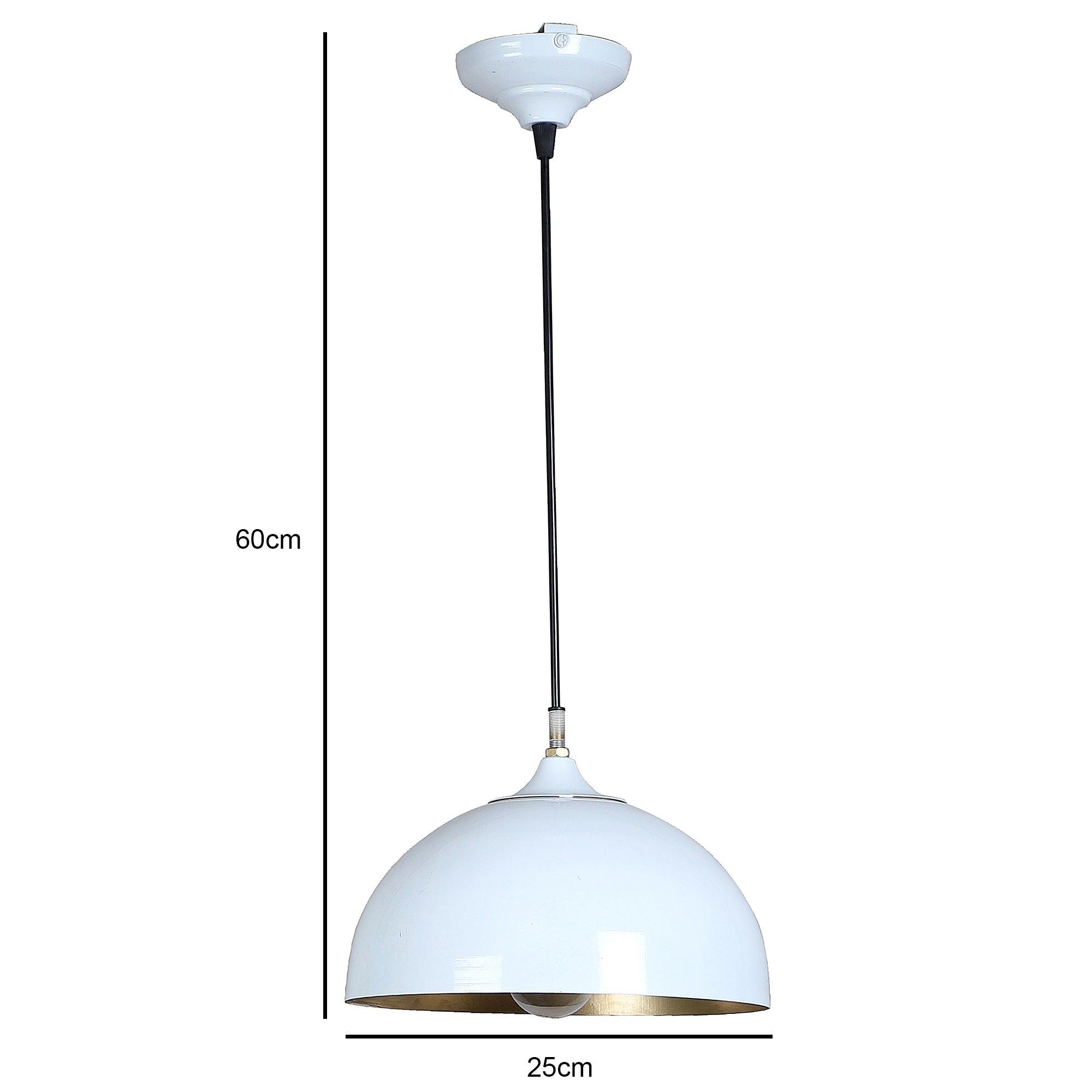 Hanging White & Gold Single Lamp - WoodenTwist