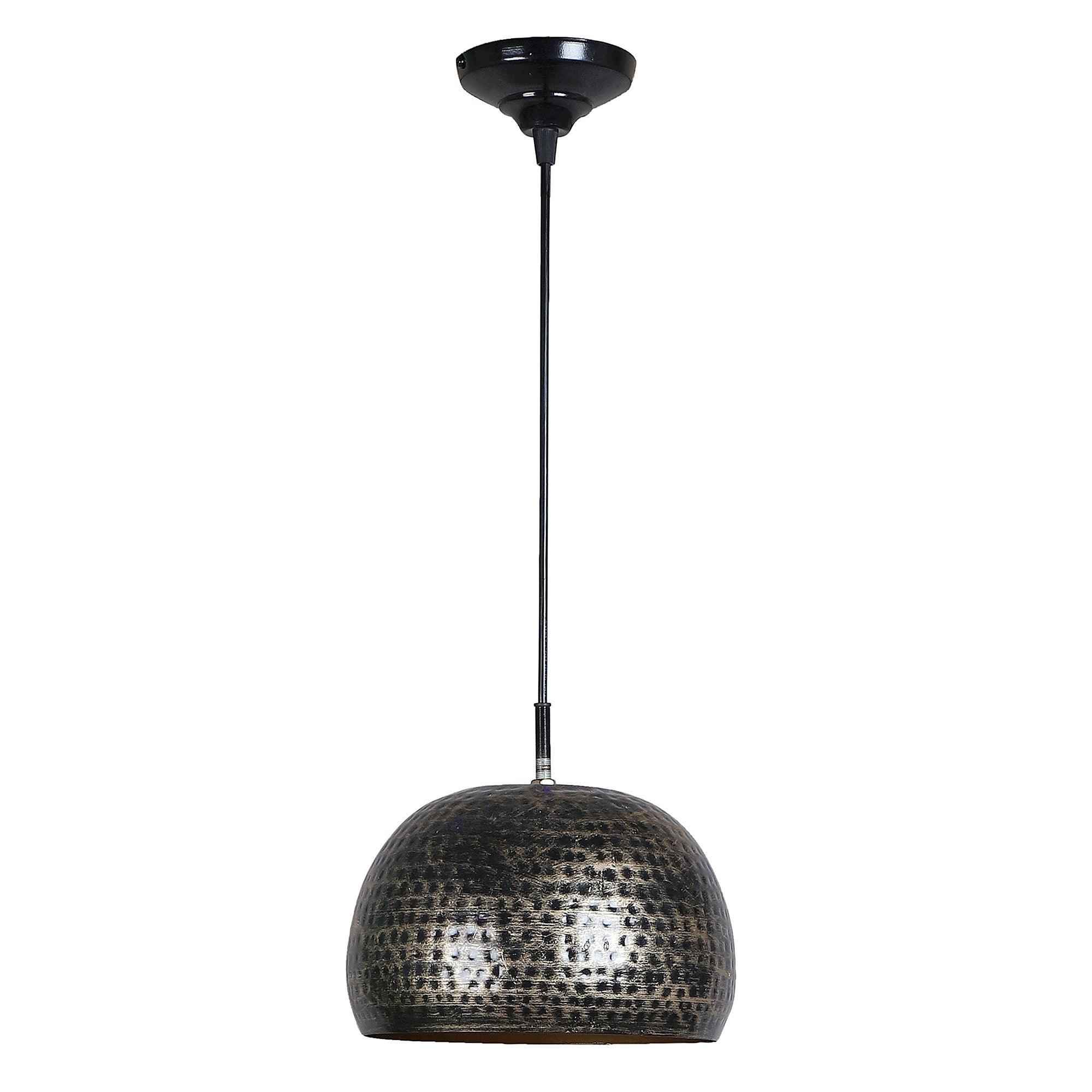 Hanging Hammered Black & Gold Single Lamp - WoodenTwist