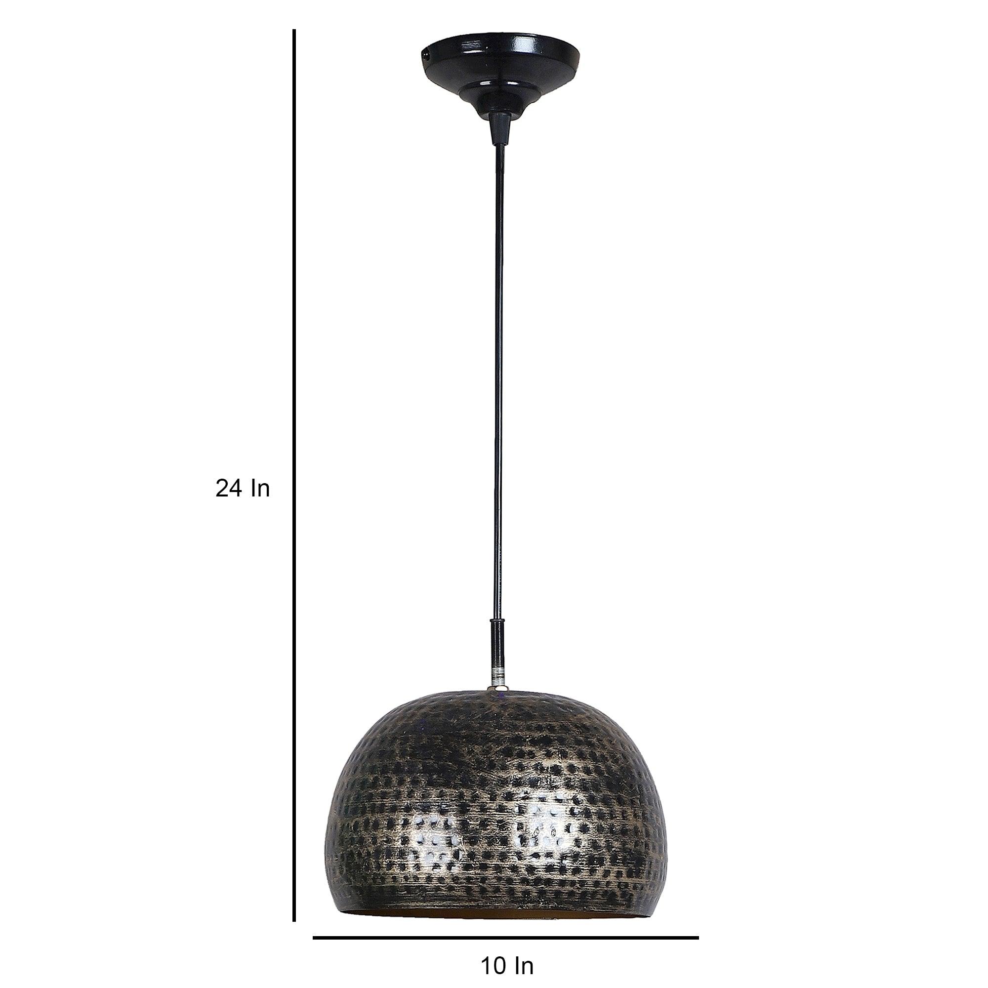 Hanging Hammered Black & Gold Single Lamp - WoodenTwist