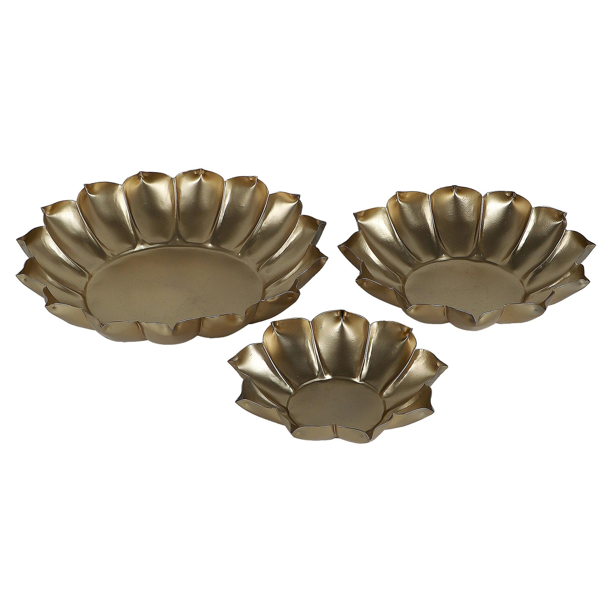 Metal Lotus Urli Set of 3 - WoodenTwist