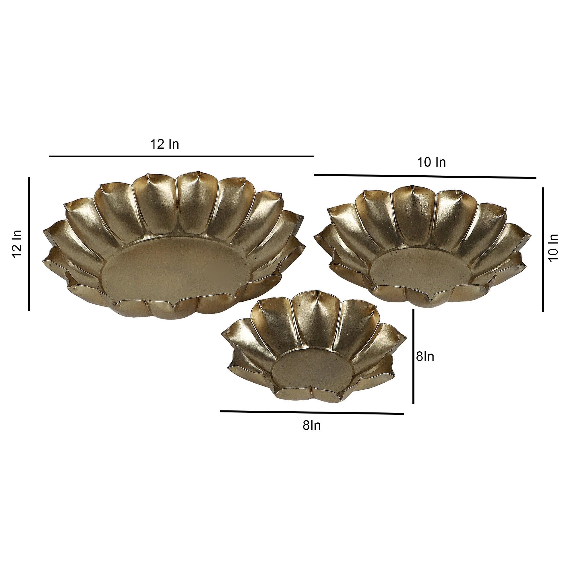 Metal Lotus Urli Set of 3 - WoodenTwist