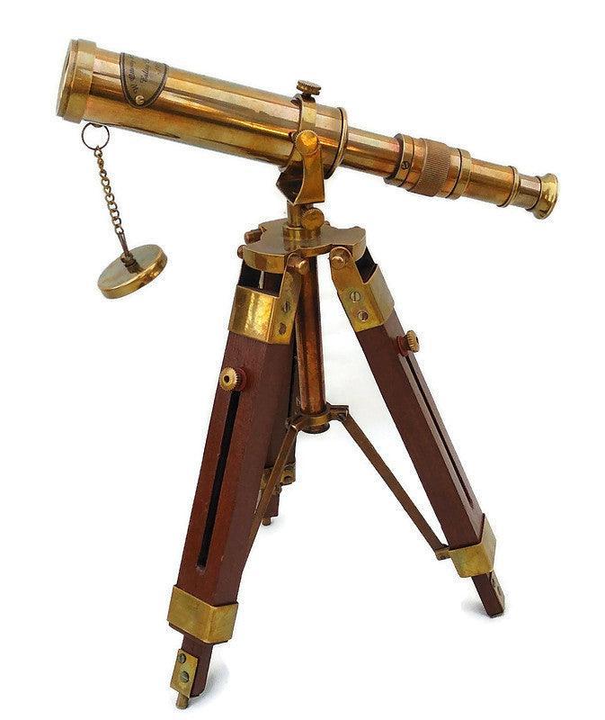 Maritime Brass Telescope with Adjustable Tripod Stand - WoodenTwist