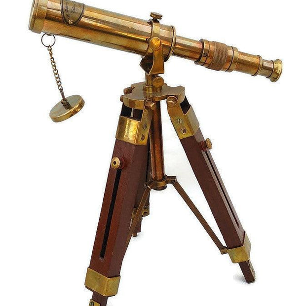 Maritime Brass Telescope with Adjustable Tripod Stand - WoodenTwist