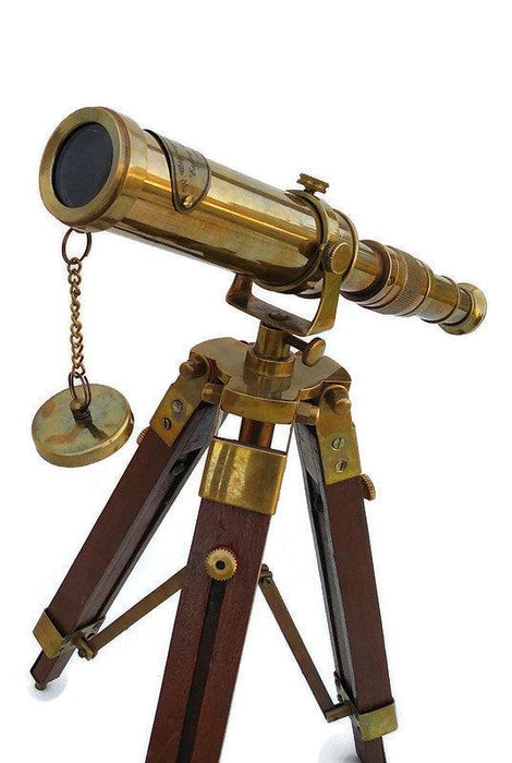 Maritime Brass Telescope with Adjustable Tripod Stand - WoodenTwist