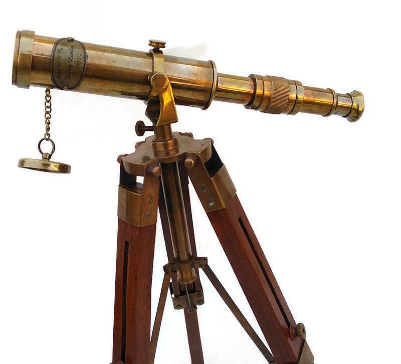 Maritime Brass Telescope with Adjustable Tripod Stand - WoodenTwist