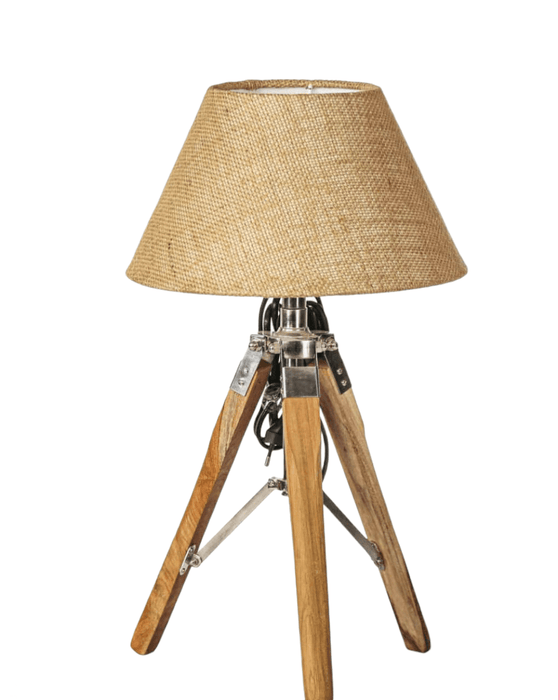 Wooden Tripod Table Lamp with Jute Shade - WoodenTwist