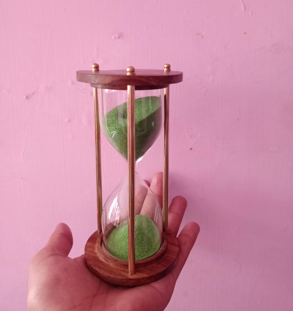 5-Minute Brass & Wood Sand Timer Hourglass