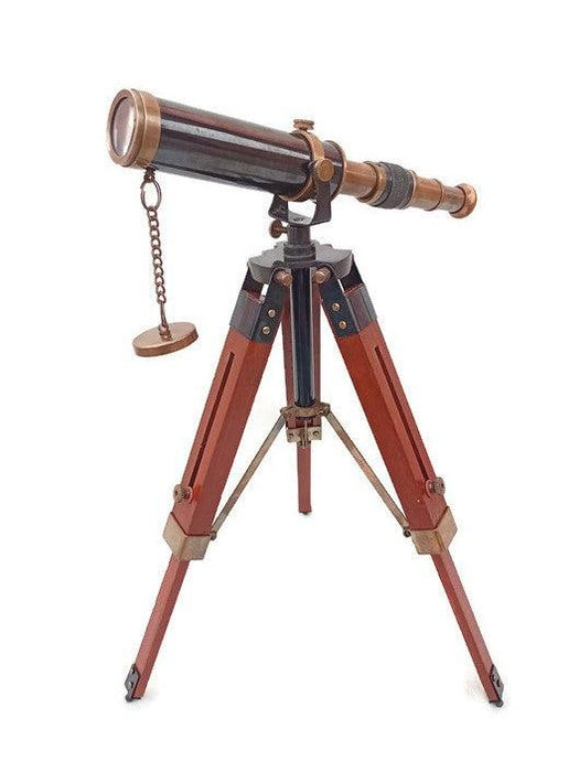 Decorative Maritime Brass Telescope with Adjustable Tripod Stand - WoodenTwist
