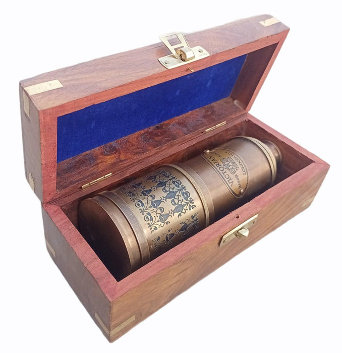 20_Inch Brass Victorian Marine Telescope London 1915 | with Wood Box Vintage - WoodenTwist