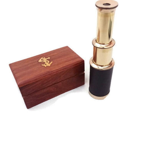Brass Telescope with Wooden Box, Toys for Children - WoodenTwist