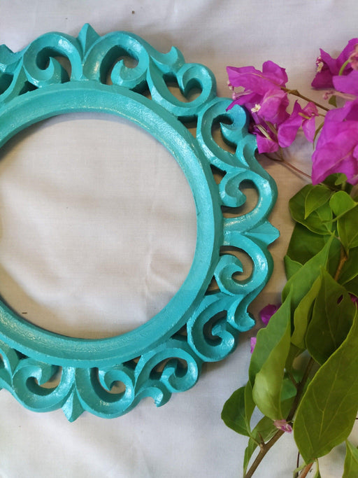 Turquoise Round Frame - WoodenTwist