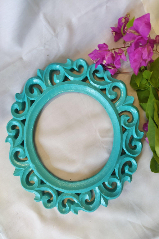 Turquoise Round Frame - WoodenTwist