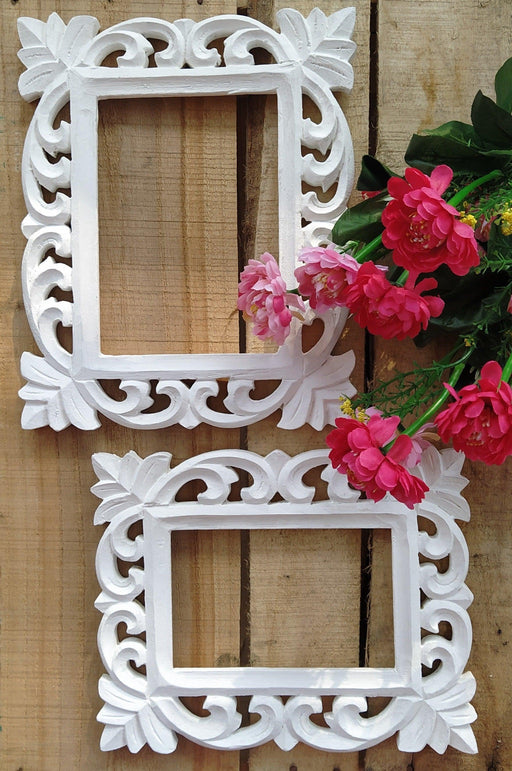 Bright White Rectangular Wall Decorative Frame (Set - 2) - WoodenTwist