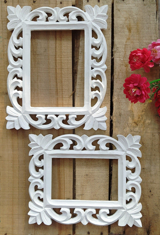 Bright White Rectangular Wall Decorative Frame (Set - 2) - WoodenTwist