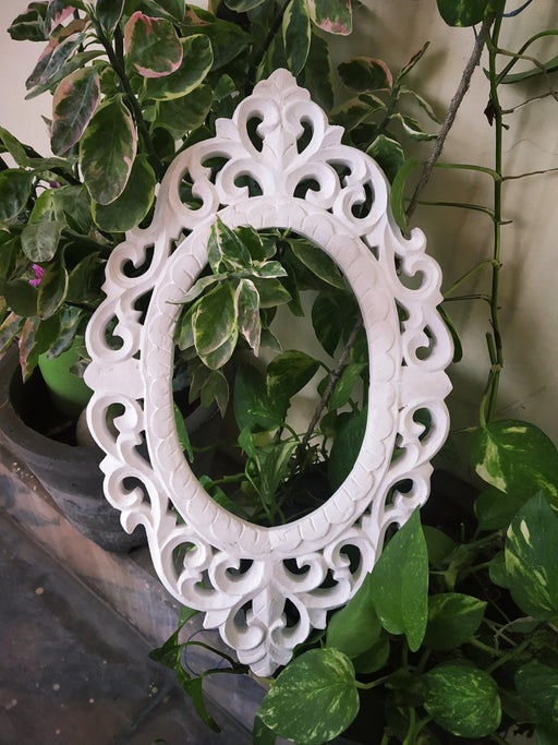 Oval Wall Decorative White Frame/Photo Frame - WoodenTwist