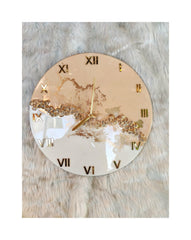 Home Ambiance Resin Wall Clock 30 x 30 CM on MDF Base Abstract Pattern with Crystal - WoodenTwist