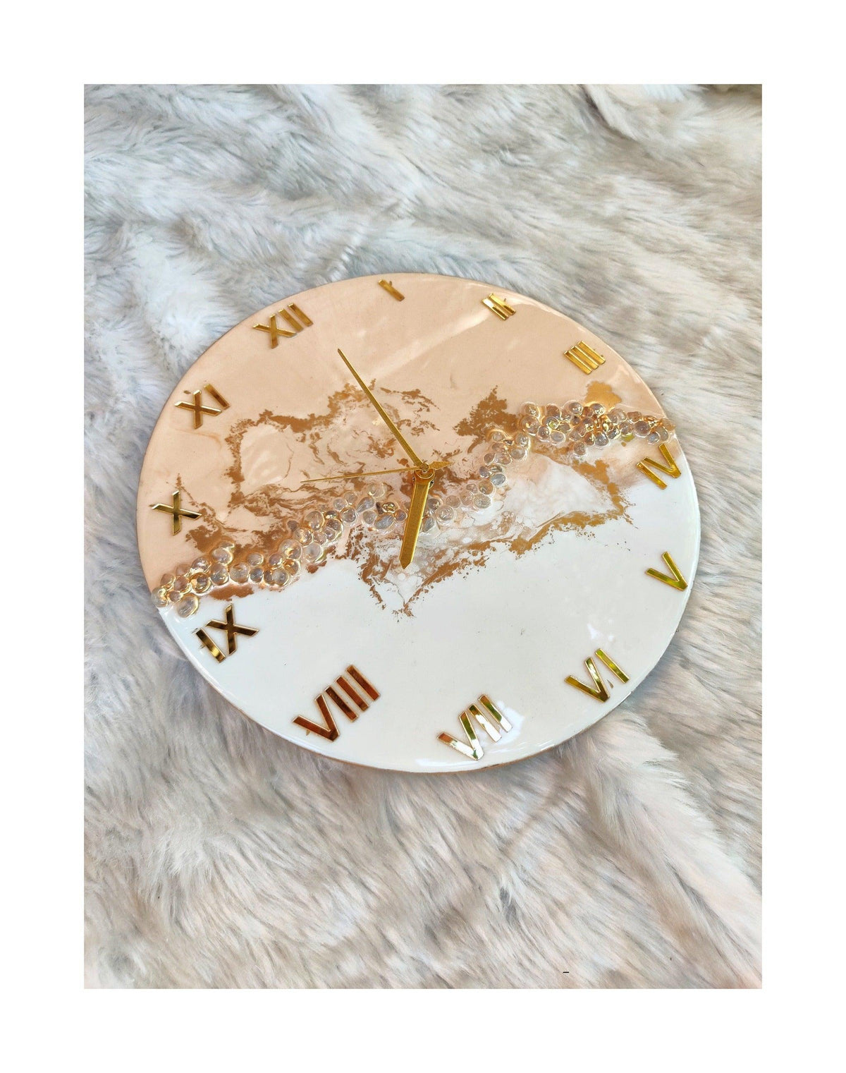 Home Ambiance Resin Wall Clock 30 x 30 CM on MDF Base Abstract Pattern with Crystal - WoodenTwist