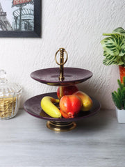 Purple Ceramic Double Layer Platter - WoodenTwist