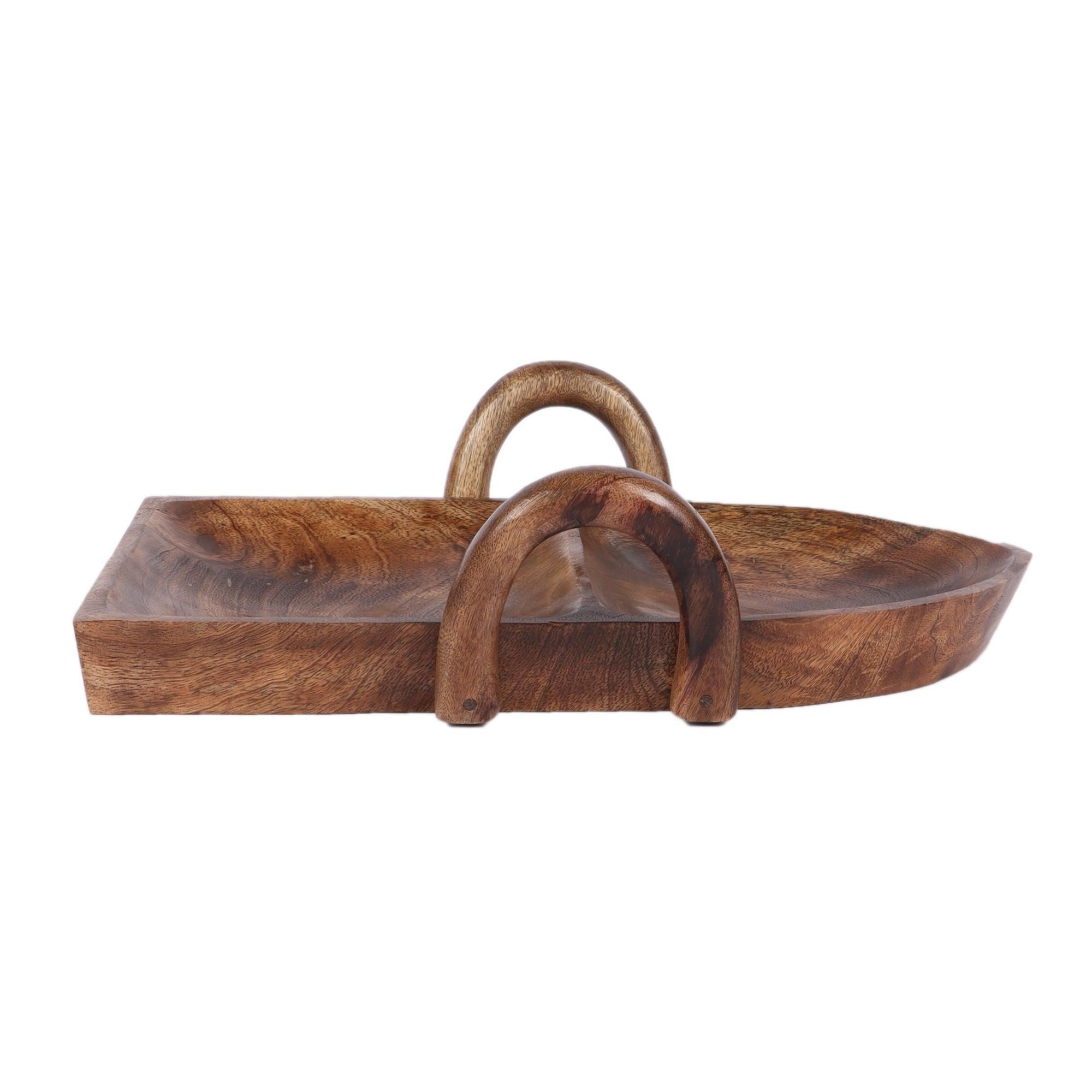 Boat Shape Mangowood Snacks Platter (Set of 9) - WoodenTwist