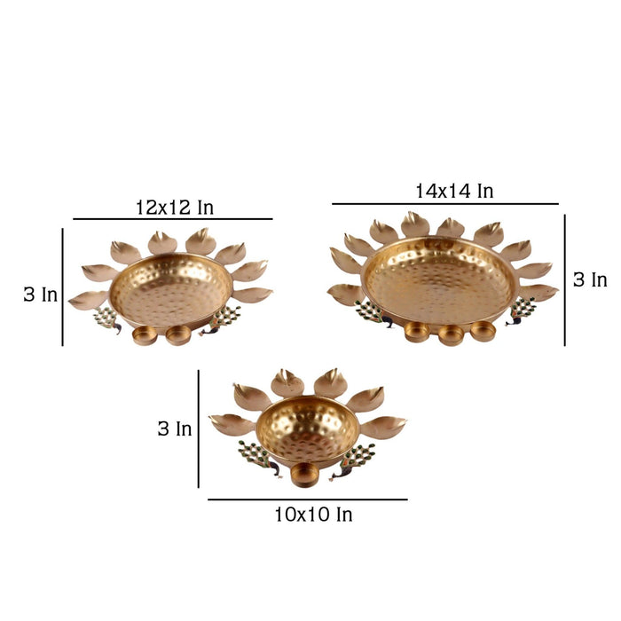 Peacock Flower Uruli Set of 3 - WoodenTwist