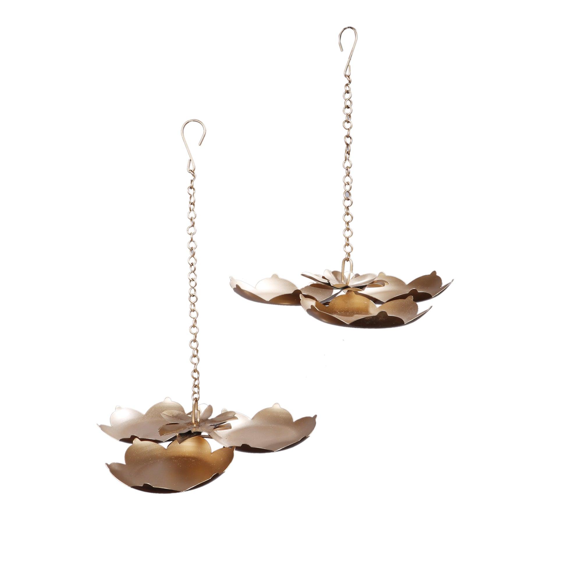 Hanging Three FLower Urli Set of 2 - WoodenTwist