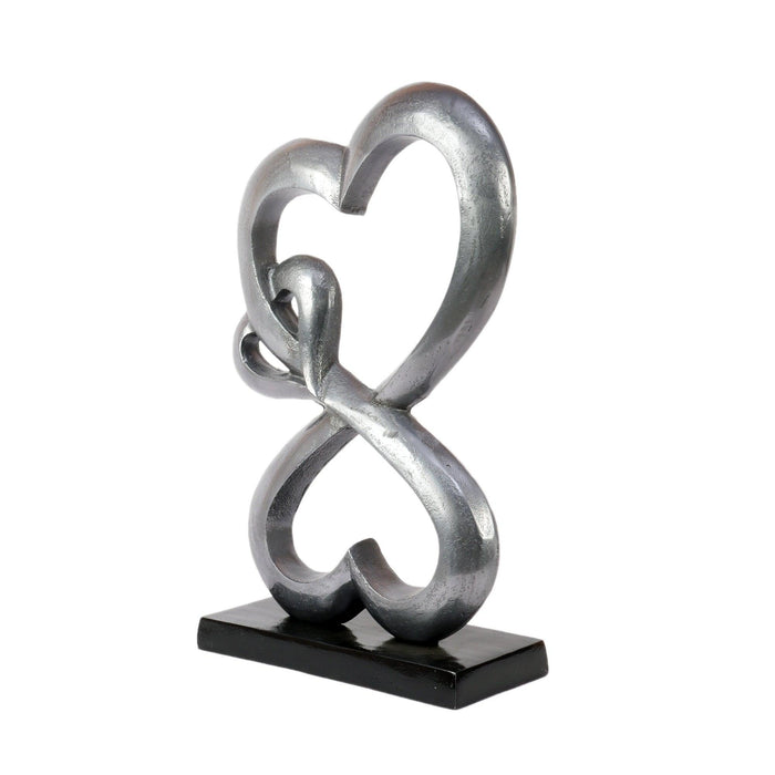 Family Heart Black And Silver Sculpture Large - WoodenTwist