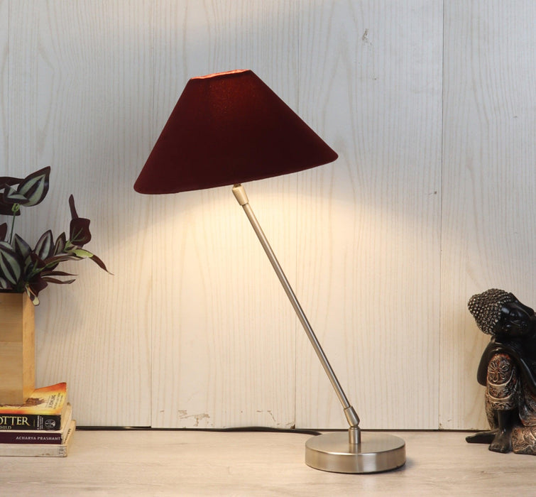 MJ Lamp" with Silver & Red velvet shade - WoodenTwist
