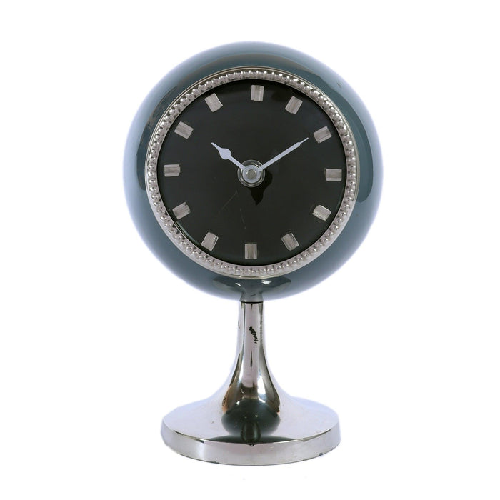 Circular Globe Clock with Dimgray and silver finish - WoodenTwist
