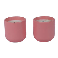 Pink Ceramic Glass Wax Candle Set of 2 - WoodenTwist