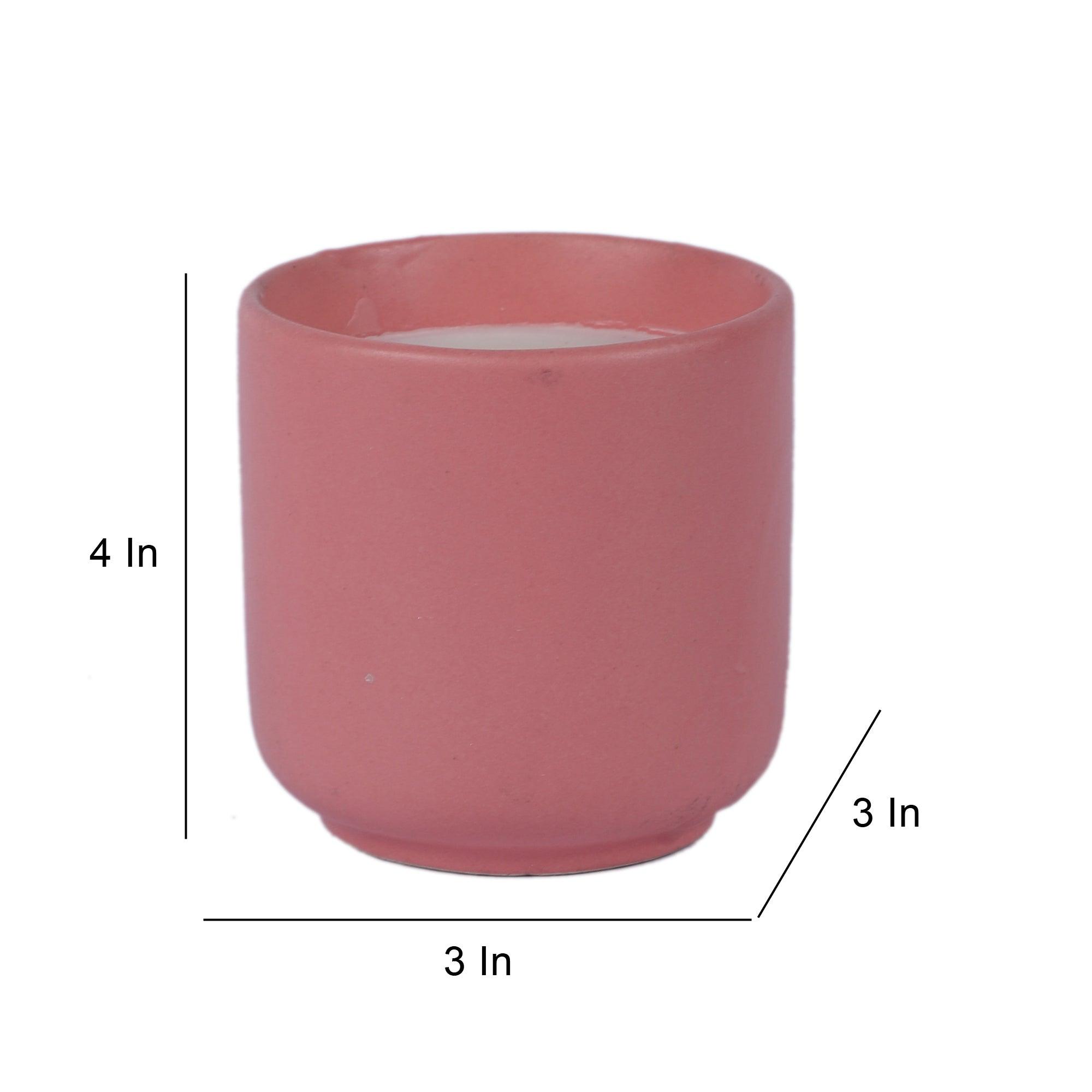 Pink Ceramic Glass Wax Candle Set of 2 - WoodenTwist