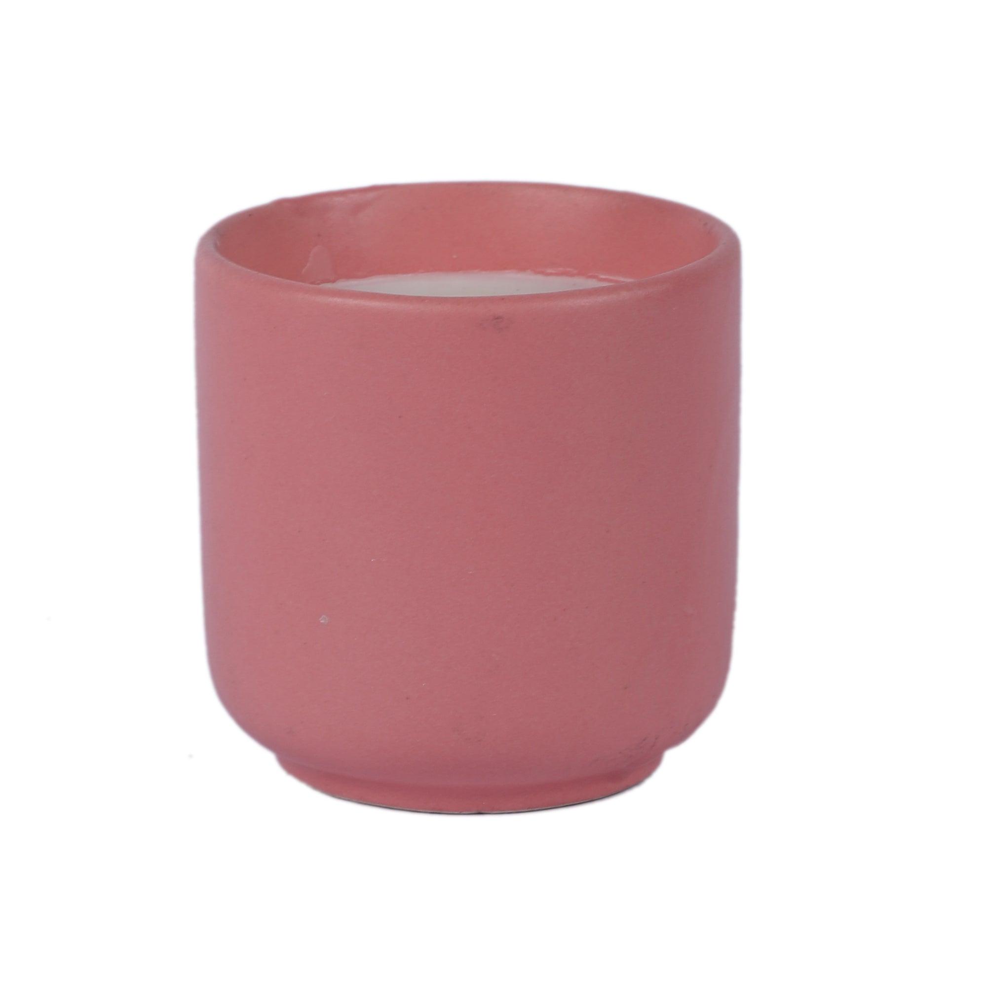 Pink Ceramic Glass Wax Candle Set of 2 - WoodenTwist