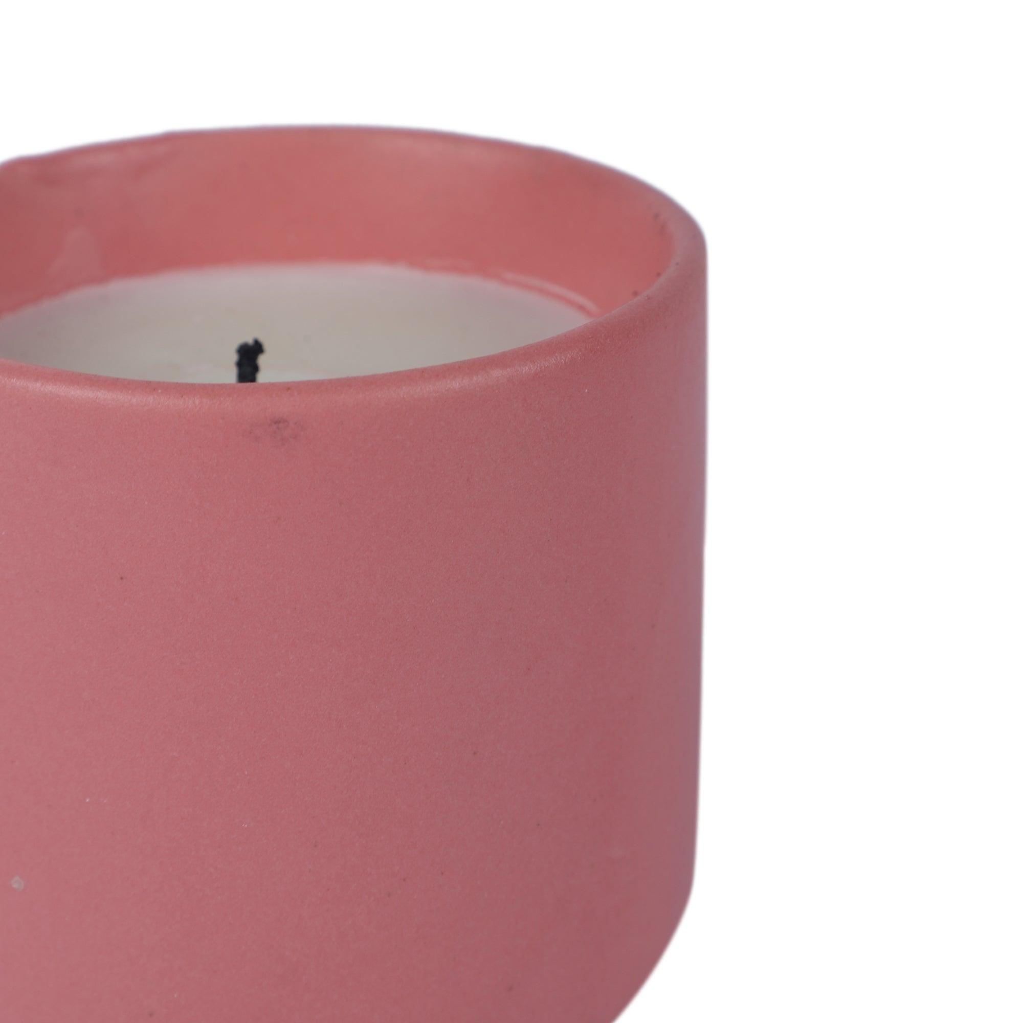 Pink Ceramic Glass Wax Candle Set of 2 - WoodenTwist