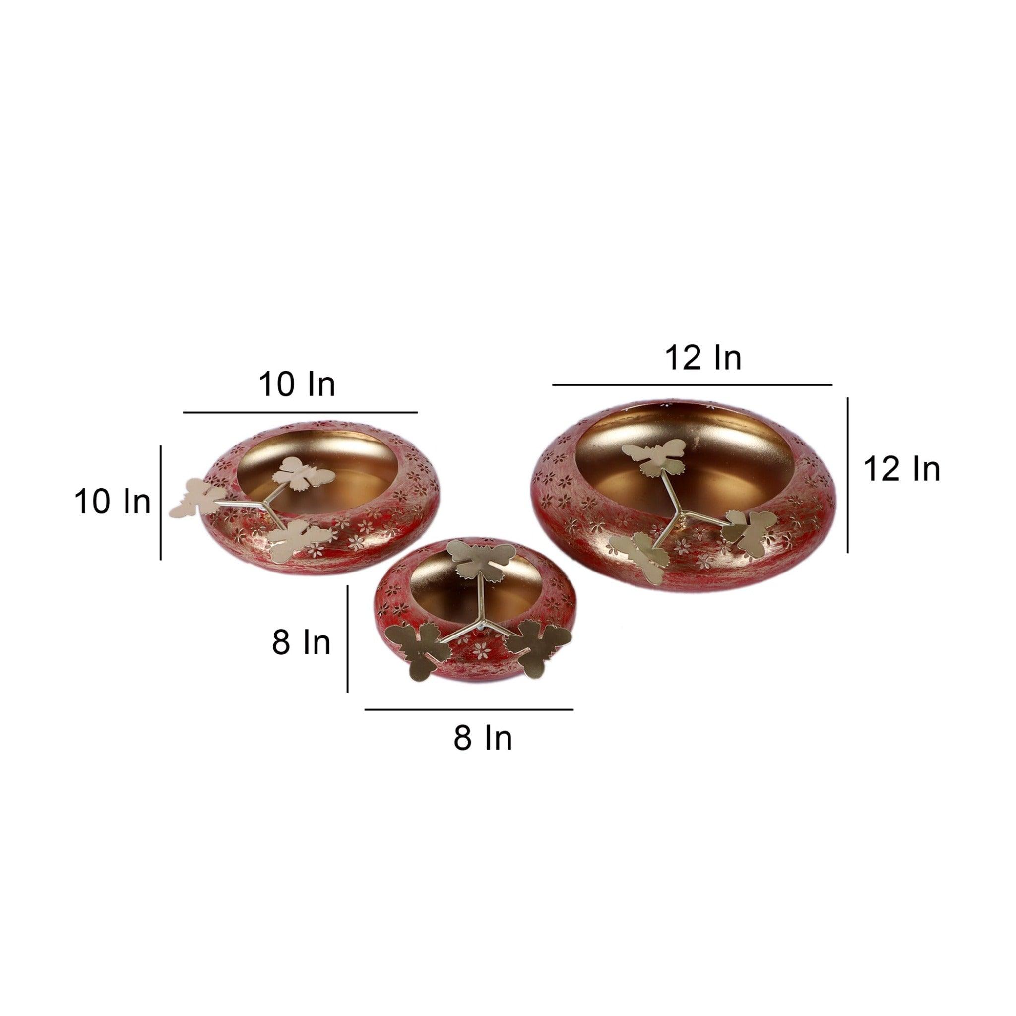 Red & Gold Tyre Urli Set of 3 - WoodenTwist