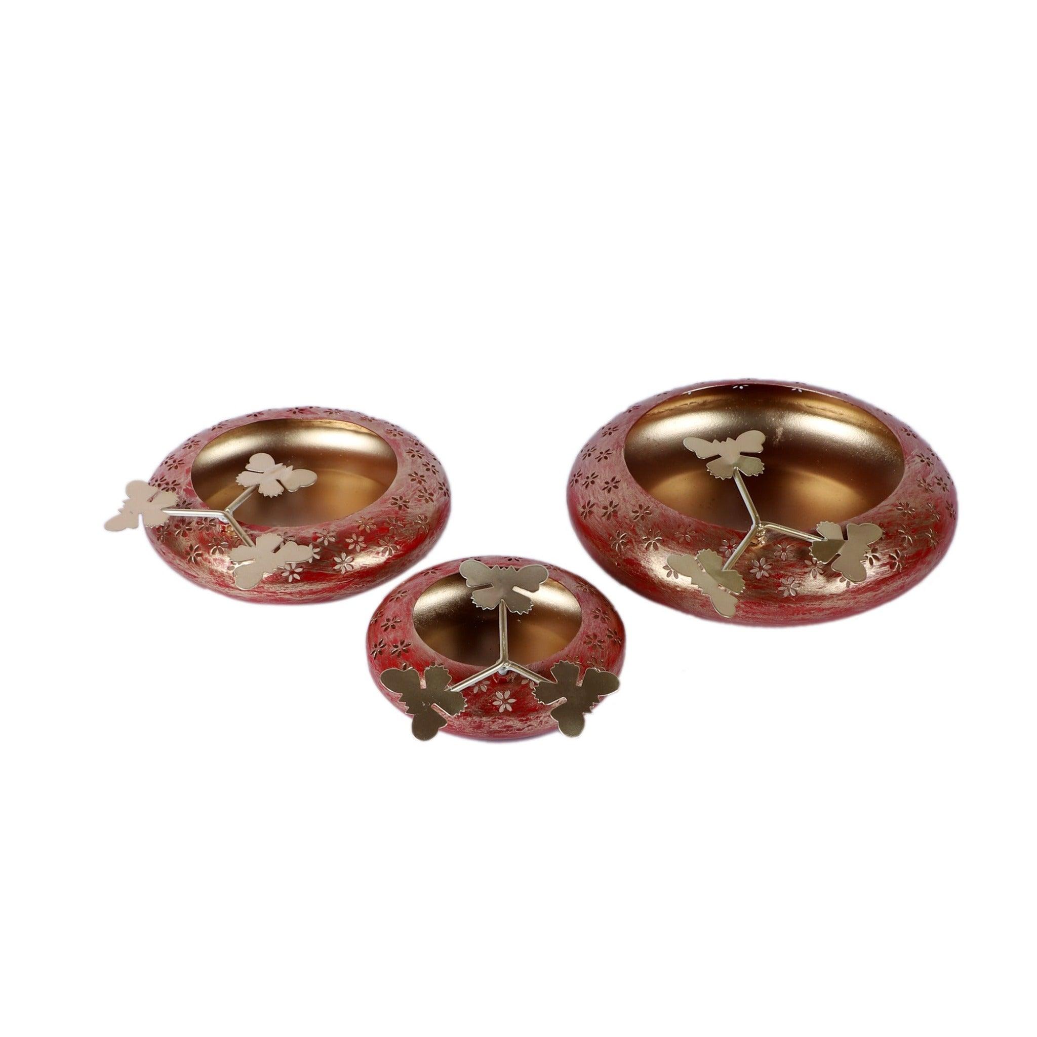 Red & Gold Tyre Urli Set of 3 - WoodenTwist