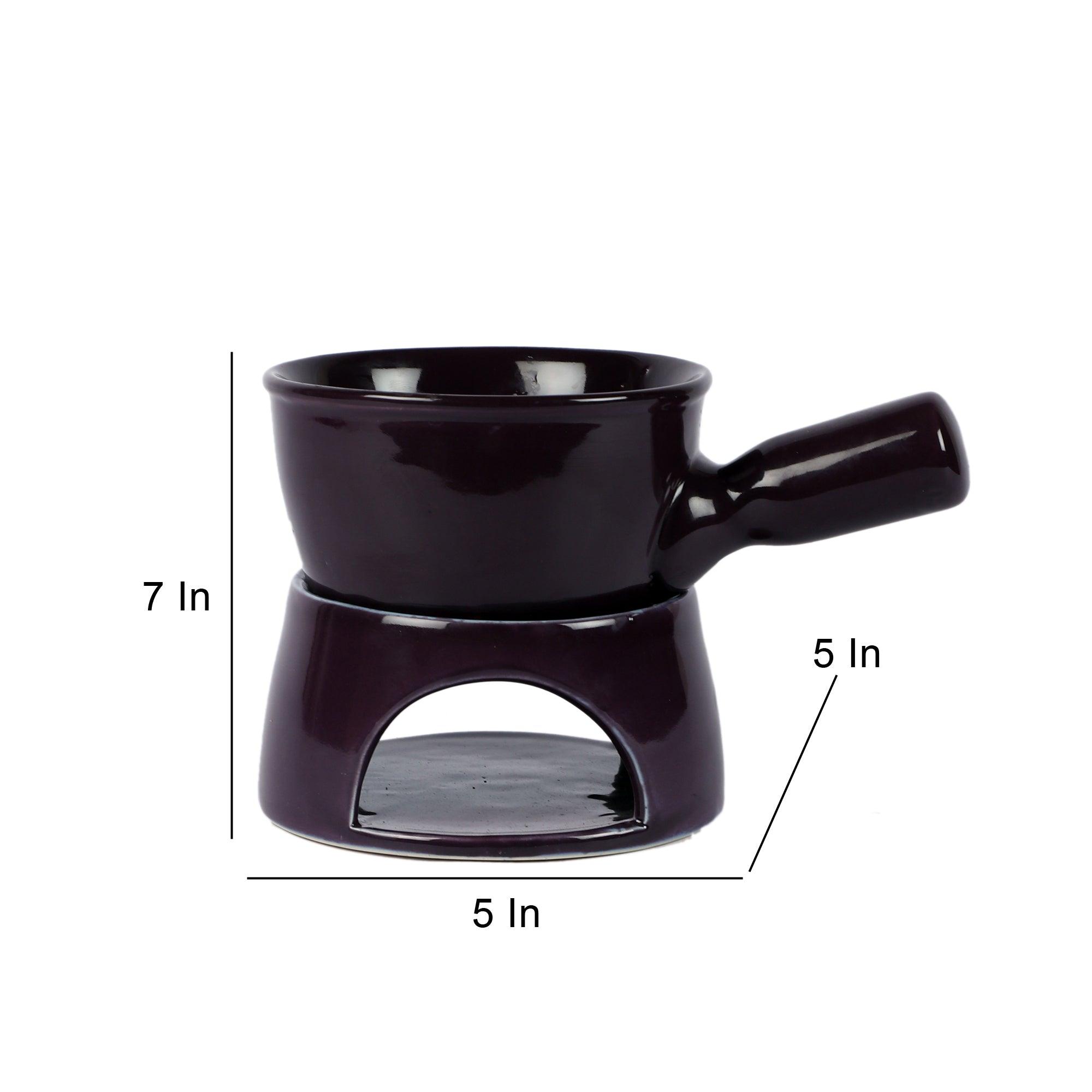 Purple Fondue Set With Plate & Fondue Sticks - WoodenTwist