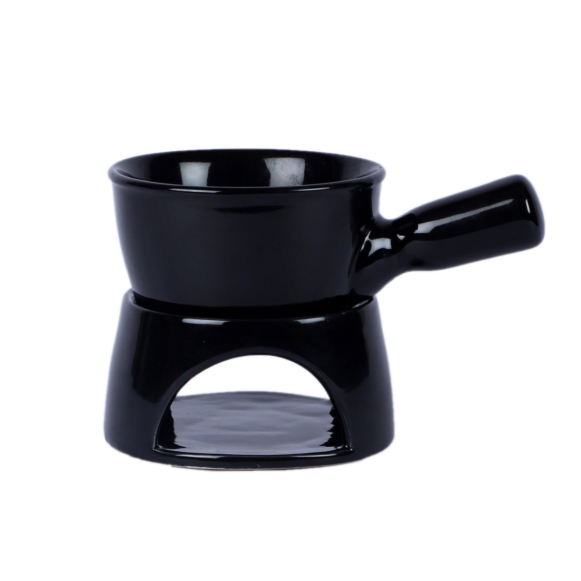 Black Fondue Set With Plate & Fondue Sticks - WoodenTwist