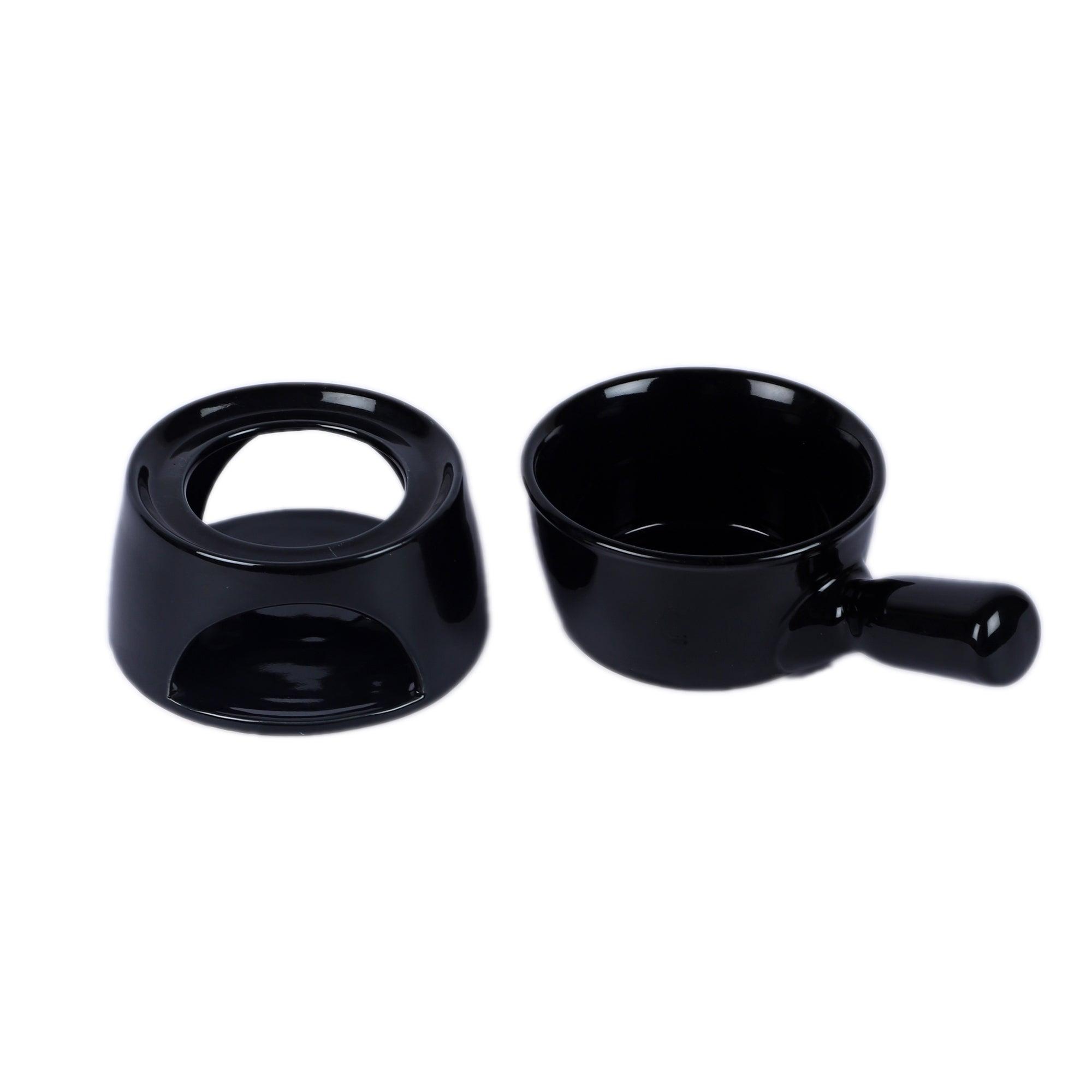 Black Fondue Set With Plate & Fondue Sticks - WoodenTwist