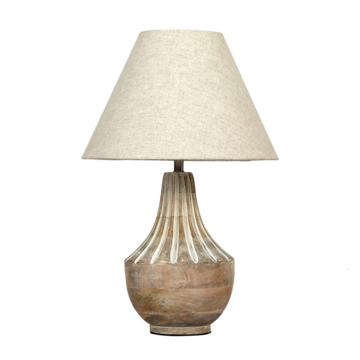Ektara Table Lamp with Beige Shade - WoodenTwist