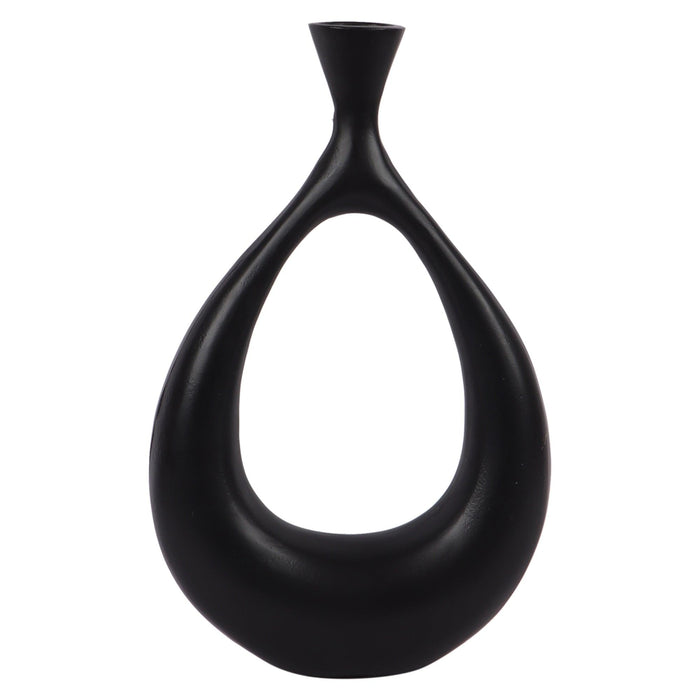 Oblong Black Table Vase in Raw Finish - WoodenTwist