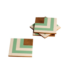 Resin Green & White Stripes Coaster (Set of 4) - WoodenTwist