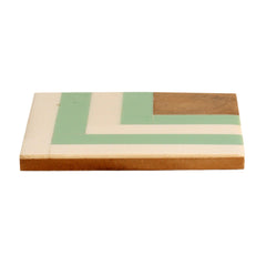 Resin Green & White Stripes Coaster (Set of 4) - WoodenTwist