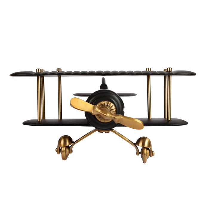 Gold and Black Wood Vintage Handcrafted Decor Airplane - WoodenTwist