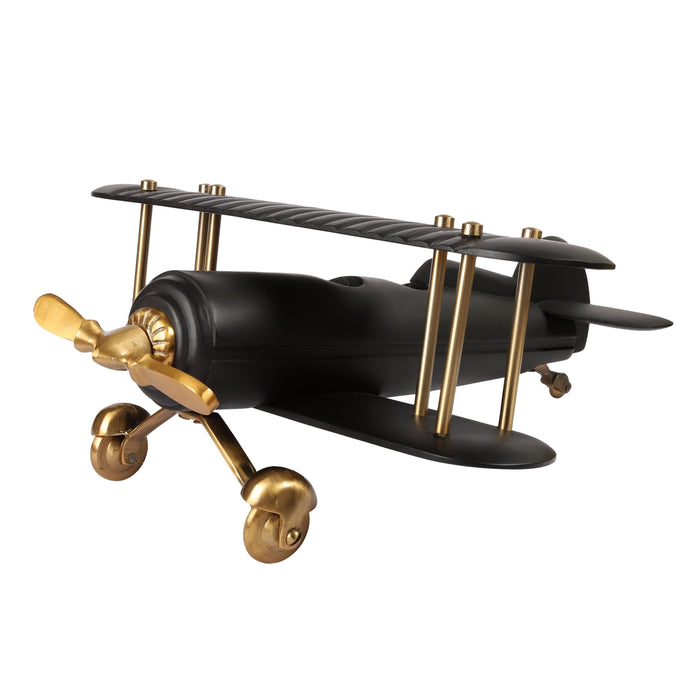 Gold and Black Wood Vintage Handcrafted Decor Airplane - WoodenTwist